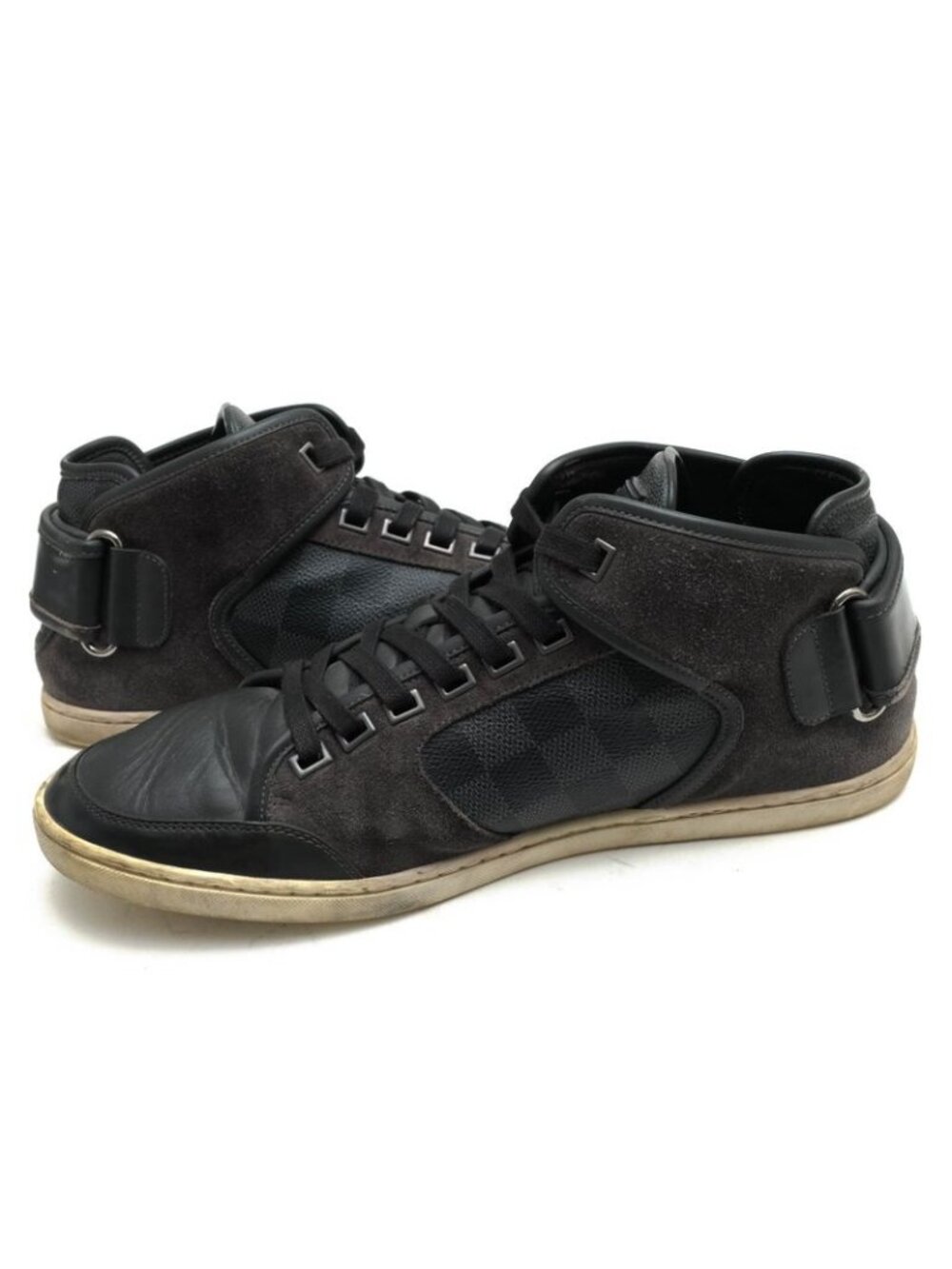 Louis Vuitton Shoes Sneakers High Cut Men Leather Gray Damier Graphite - Picture 4 of 9